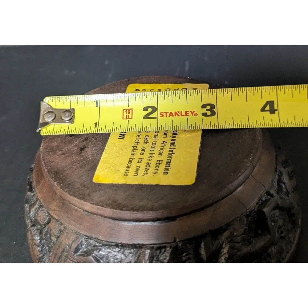 Vintage‎ African Malawi Craftsman Hand Carved African Ebony Wood Bowl Numbered